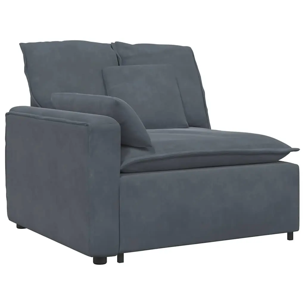 Modular Sofa Sectional Unit Three Sections Grey Velvet Cushions Living Room