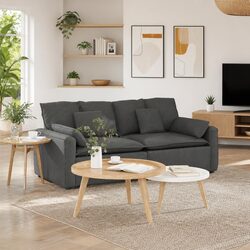 Modular Sectional Sofa Grey Two Sections Cushions Living Room Seating Furniture