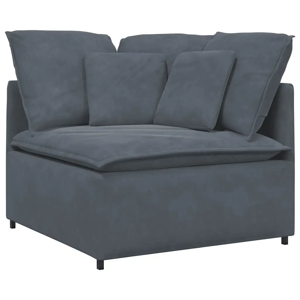 Modular Sectional Sofa with Footstool Four Sections Grey Velvet Living Room