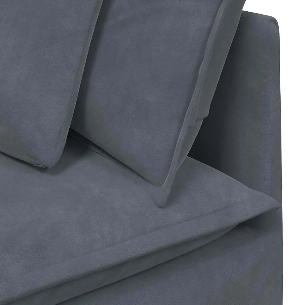 Modular Sectional Sofa with Footstool Four Sections Grey Velvet Living Room