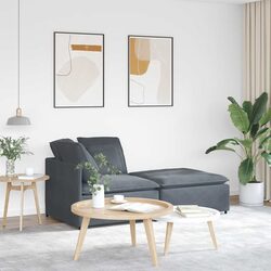 Versatile Grey Velvet Sofa Sectional with Footstool
