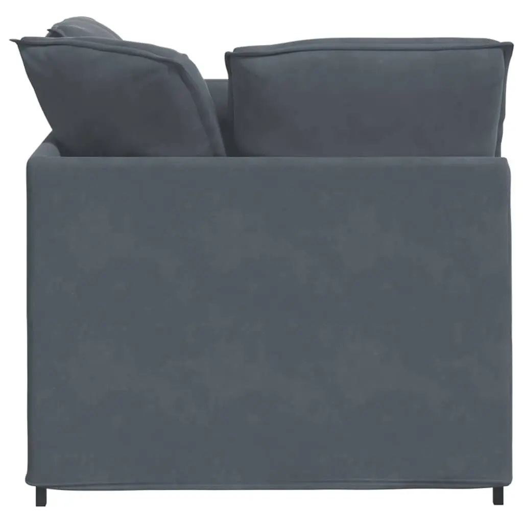 Modular Grey Velvet Sofa Sectional with Footstool Two Pieces Metal Frame Lounging