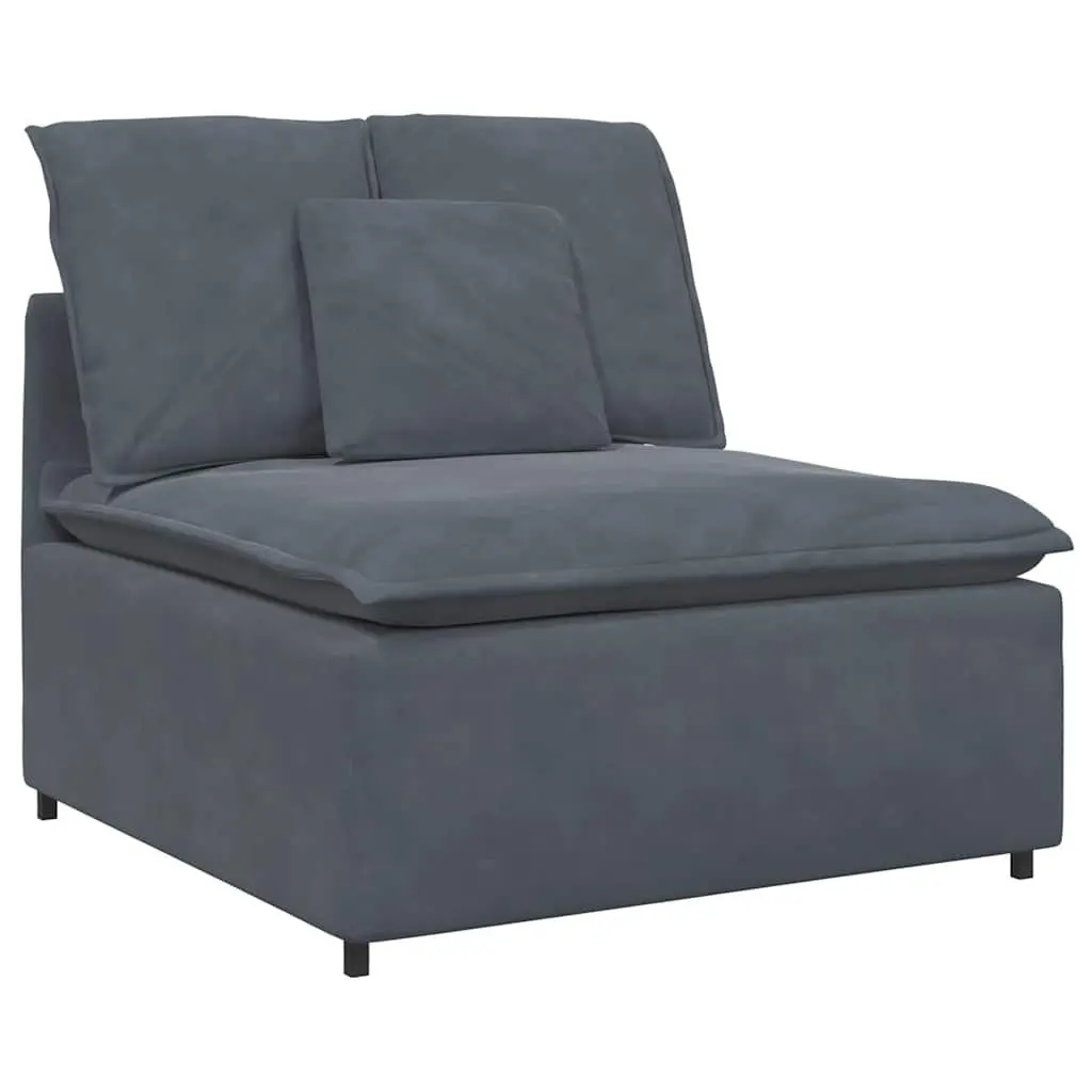 Modular Sofa Velvet Grey Sectional Couch with Footstool