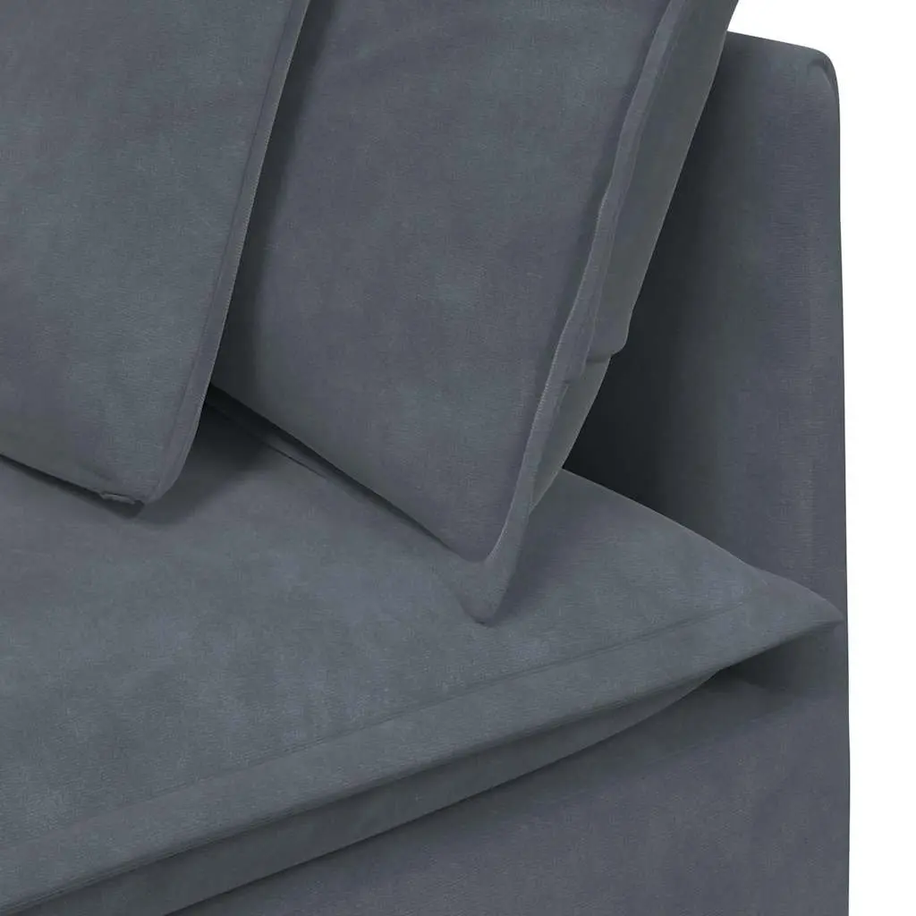 Modular Sofa Velvet Grey Sectional Couch with Footstool