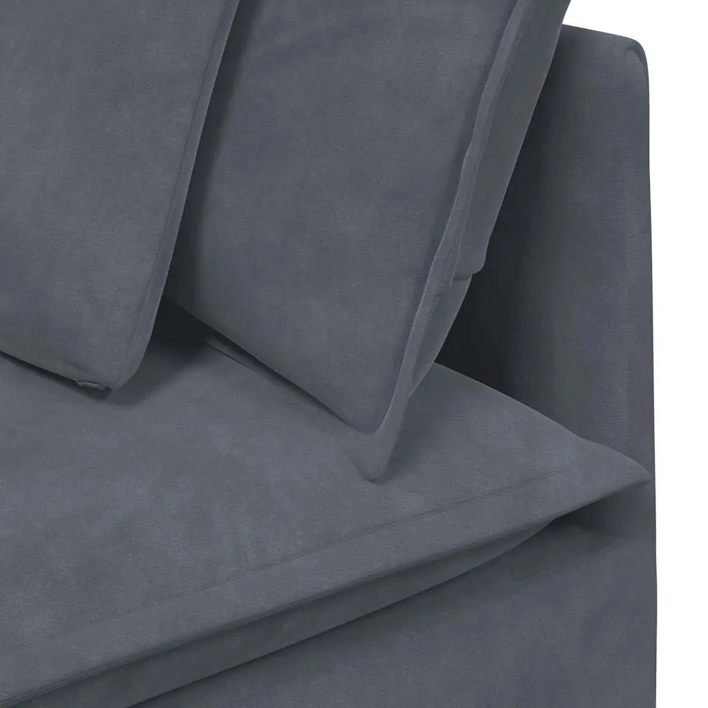 Modular Sofa Sectional Grey Velvet Five Sections