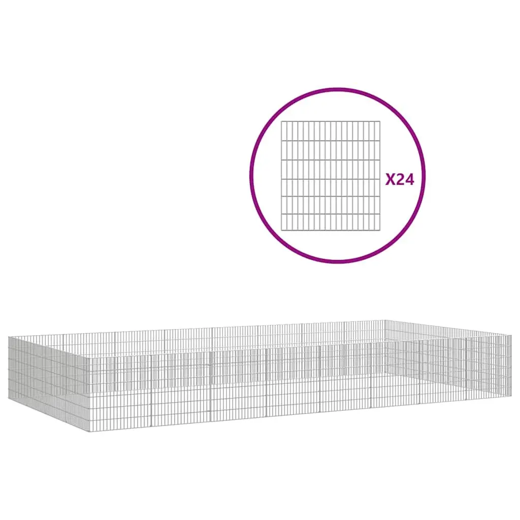 Small Animal Enclosure Pen Galvanised Iron 54x60cm Silver 24 Panels