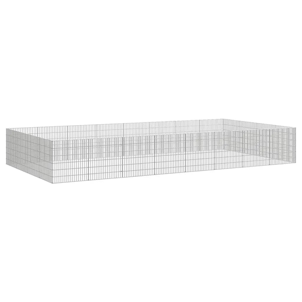 Small Animal Enclosure Pen Galvanised Iron 54x60cm Silver 24 Panels