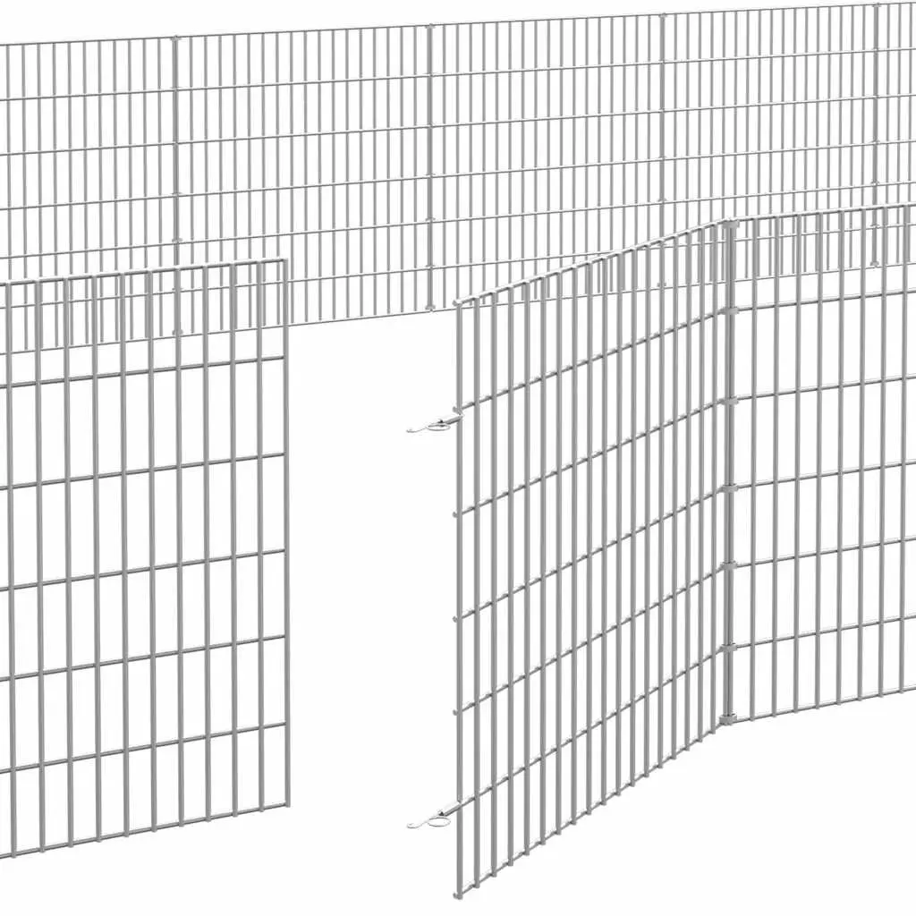 Small Animal Enclosure Pen Galvanised Iron 54x60cm Silver 24 Panels