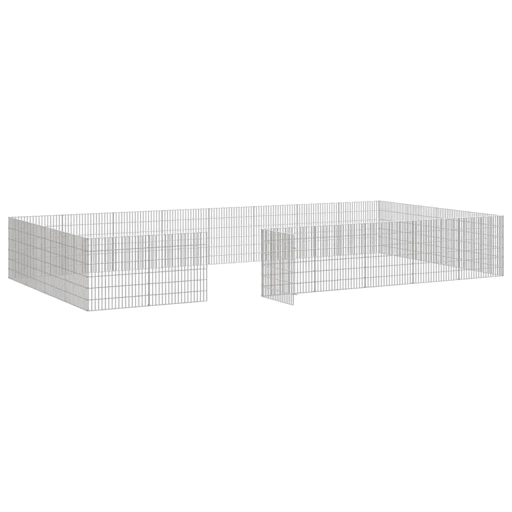 Small Animal Enclosure Pen Galvanised Iron 54x60cm Silver 24 Panels