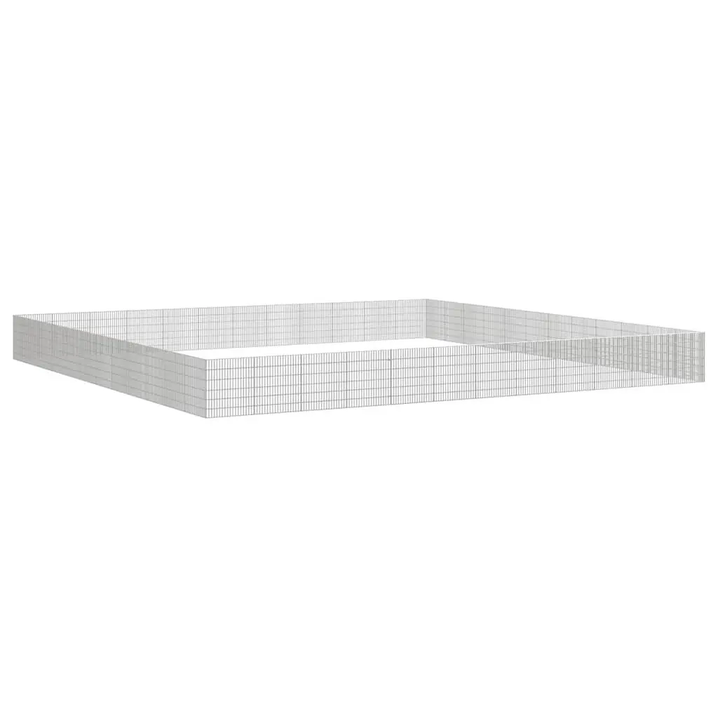 Pet Rabbit Guinea Pig Run Cage Enclosure 48 Panels Galvanised Iron 54 x 60 cm Silver Flexible Assembly