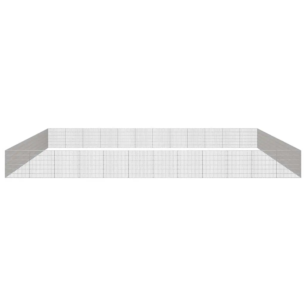 Pet Rabbit Guinea Pig Run Cage Enclosure 48 Panels Galvanised Iron 54 x 60 cm Silver Flexible Assembly