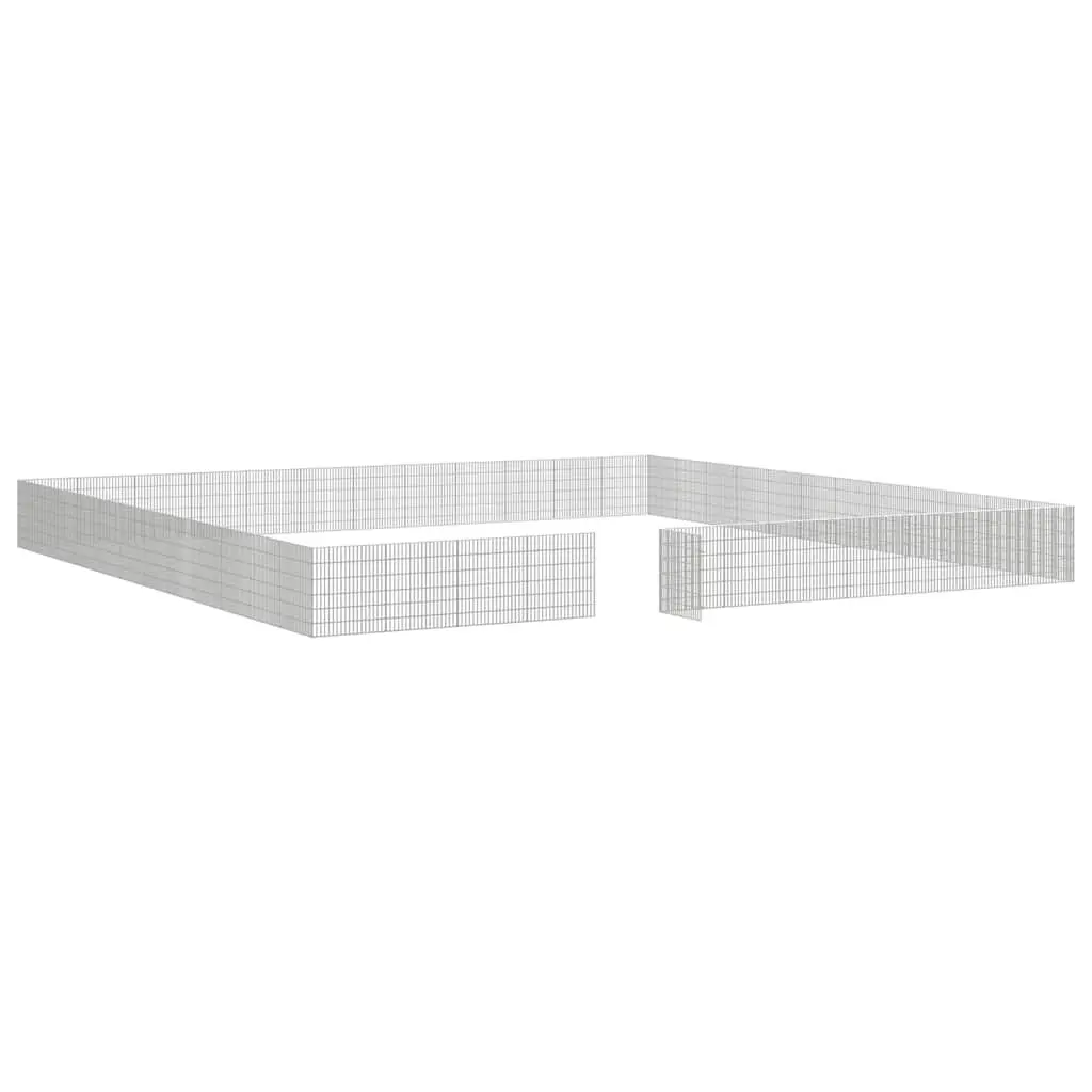 Pet Rabbit Guinea Pig Run Cage Enclosure 48 Panels Galvanised Iron 54 x 60 cm Silver Flexible Assembly