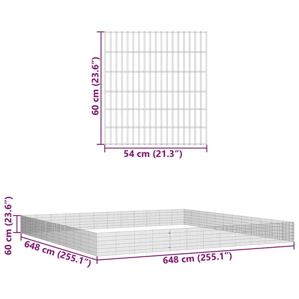 Pet Rabbit Guinea Pig Run Cage Enclosure 48 Panels Galvanised Iron 54 x 60 cm Silver Flexible Assembly