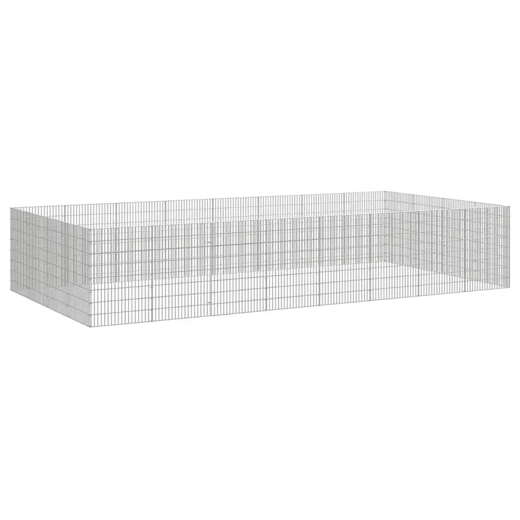 Small Animal Enclosure 24 Panels Galvanised Iron Playpen Silver 54 x 80 cm for Rabbit Guinea Pig Exercise and Play