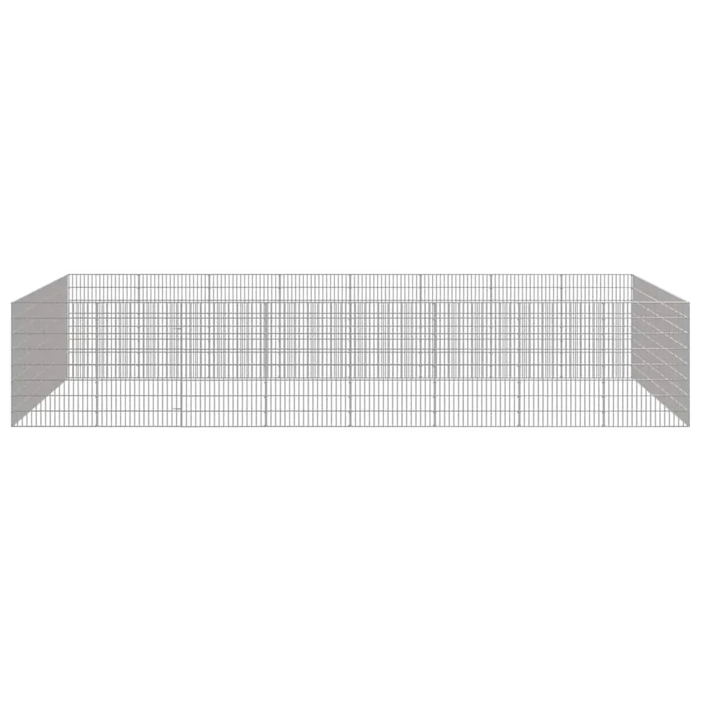 Small Animal Enclosure 24 Panels Galvanised Iron Playpen Silver 54 x 80 cm for Rabbit Guinea Pig Exercise and Play