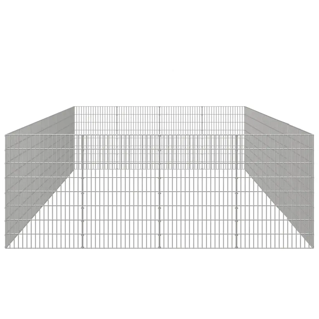 Small Animal Enclosure 24 Panels Galvanised Iron Playpen Silver 54 x 80 cm for Rabbit Guinea Pig Exercise and Play
