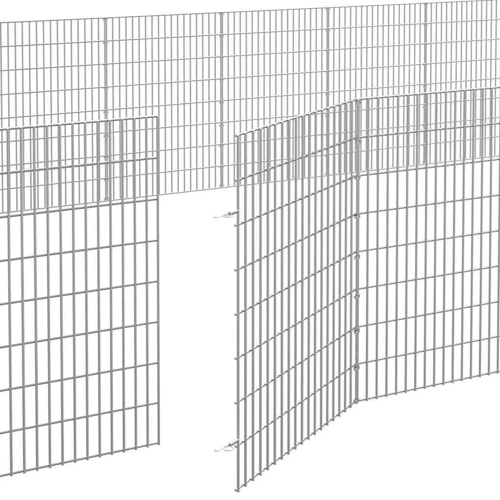 48 Panel Silver Galvanised Iron Small Animal Exercise Run Playpen Enclosure
