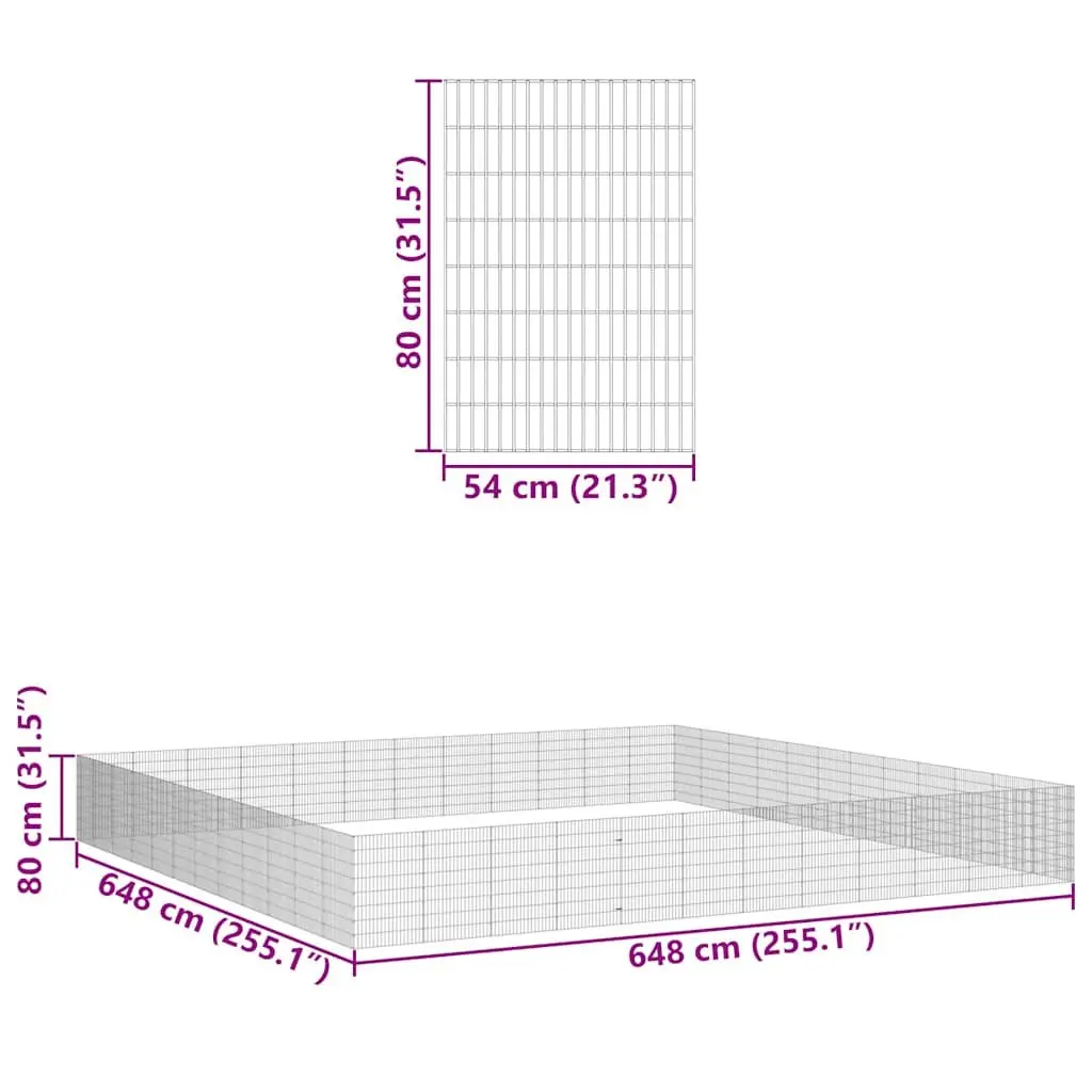 48 Panel Silver Galvanised Iron Small Animal Exercise Run Playpen Enclosure
