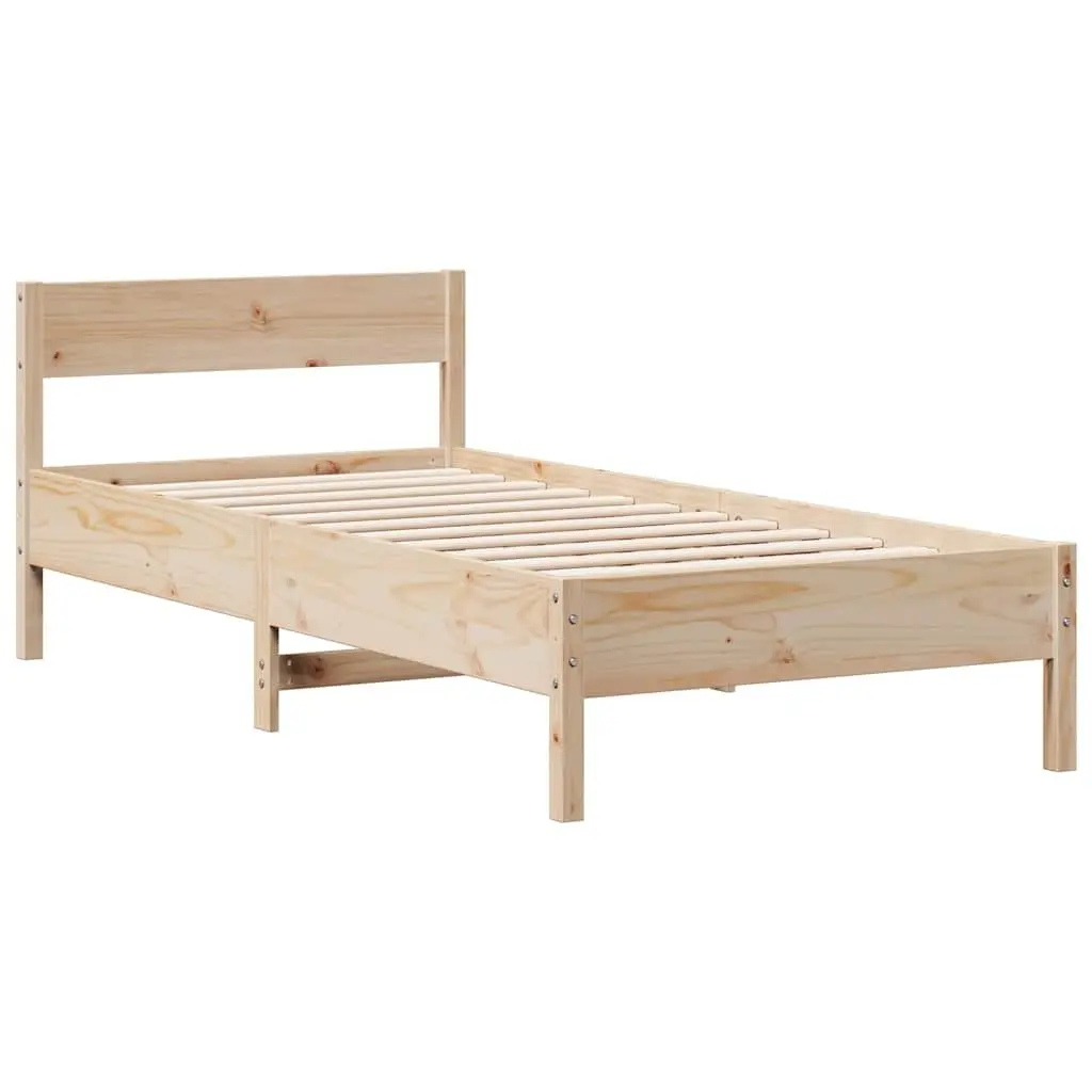 Bookcase Bed Frame Brown 90x190cm Solid Pine Wood with Storage and Slatted Base