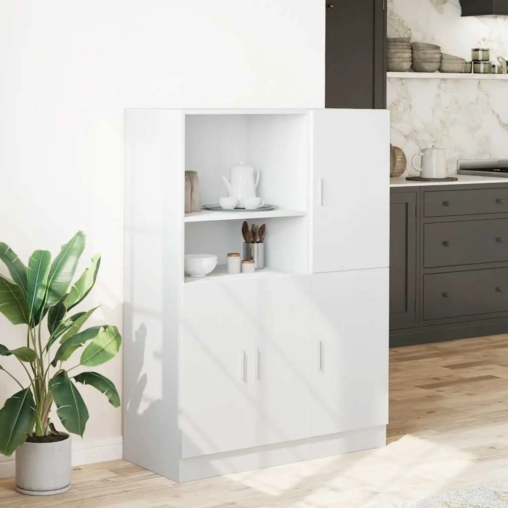 2 Piece Engineered Wood Wall Mounted Kitchen Cabinets White Storage Unit