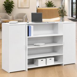 Functional White Office Reception Desk 180x50x103.5 cm