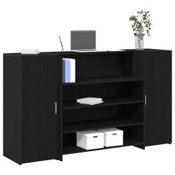 Practical Black Oak Reception Desk for Home or Office 180x50x103.5cm