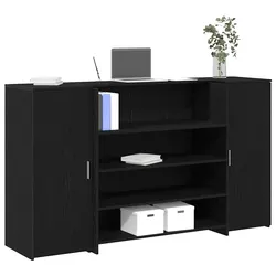 Practical Black Oak Reception Desk for Home or Office 180x50x103.5cm