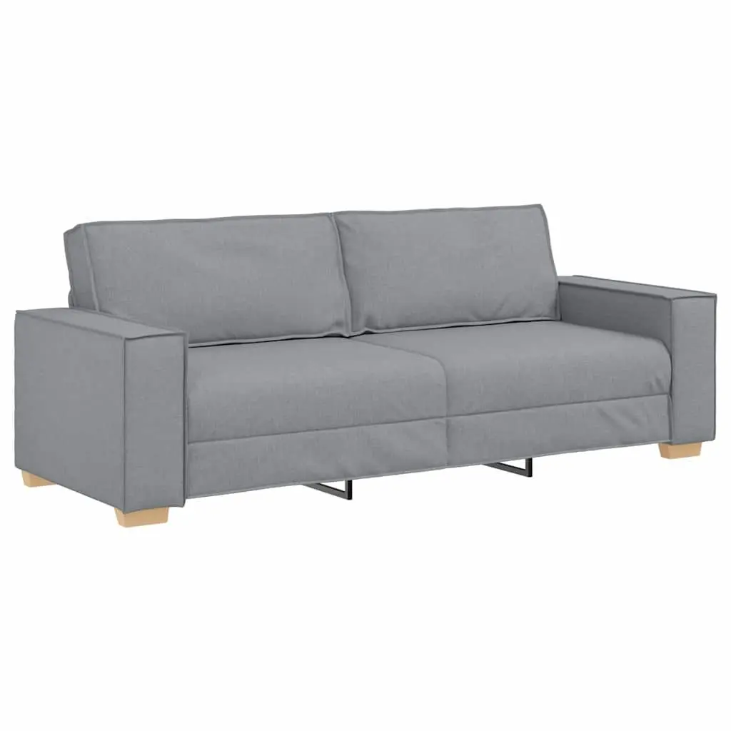 3-Piece Sofa Set Light Grey Linen-Blend Fabric Living Room Sectional Furniture