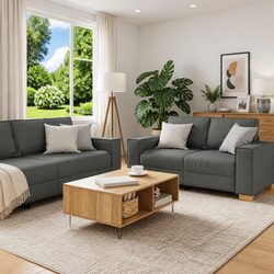 Practical Grey 3-Piece Sofa Set for Everyday Use