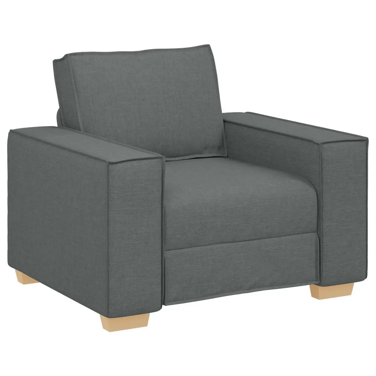 3-Piece Sofa Set Grey Linen-Blend 220cm Wide Modern Living Room Furniture