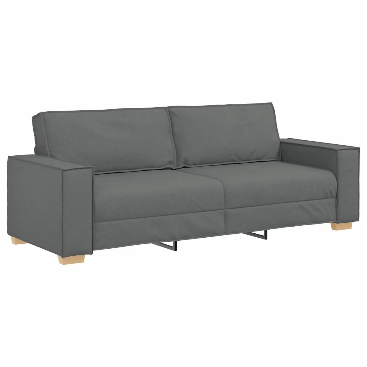 3-Piece Sofa Set Grey Linen-Blend 220cm Wide Modern Living Room Furniture