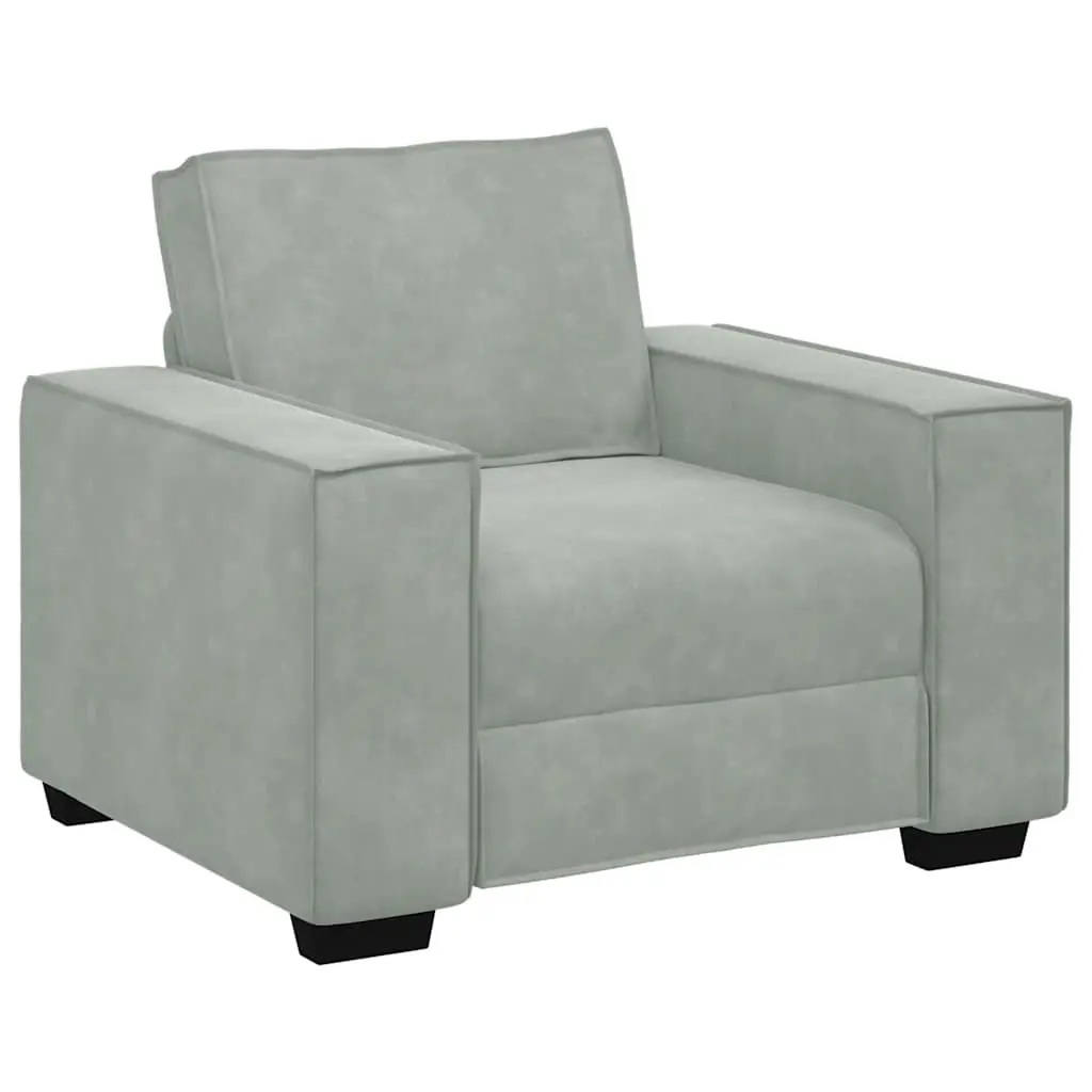 3 Piece Sofa Set Linen-Blend Light Grey Living Room Furniture Armchairs Two-Seater