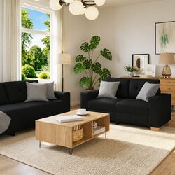 Versatile 3-Piece Black Sofa Set for Everyday Use