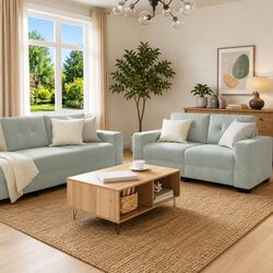 Comfortable 3-Piece Grey Velvet Sofa Set