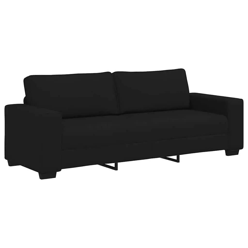 3 Piece Sofa Set Black Fabric Living Room Lounge Couch Armrests Padded Cushions