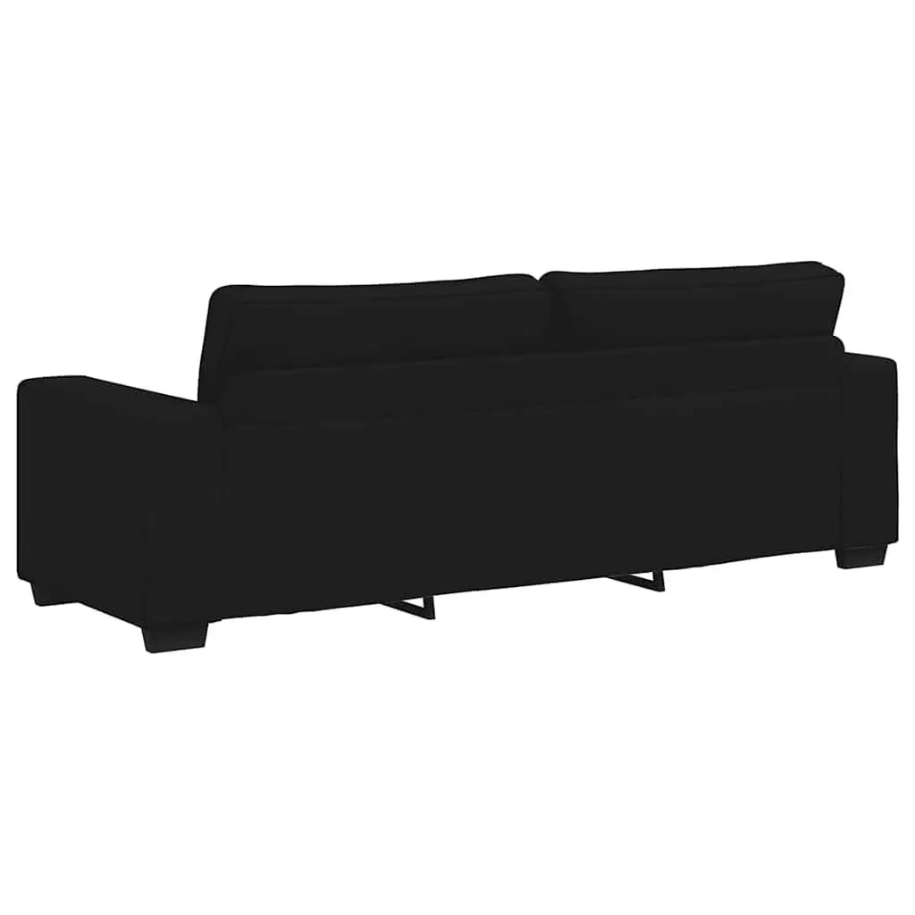 3 Piece Sofa Set Black Fabric Living Room Lounge Couch Armrests Padded Cushions