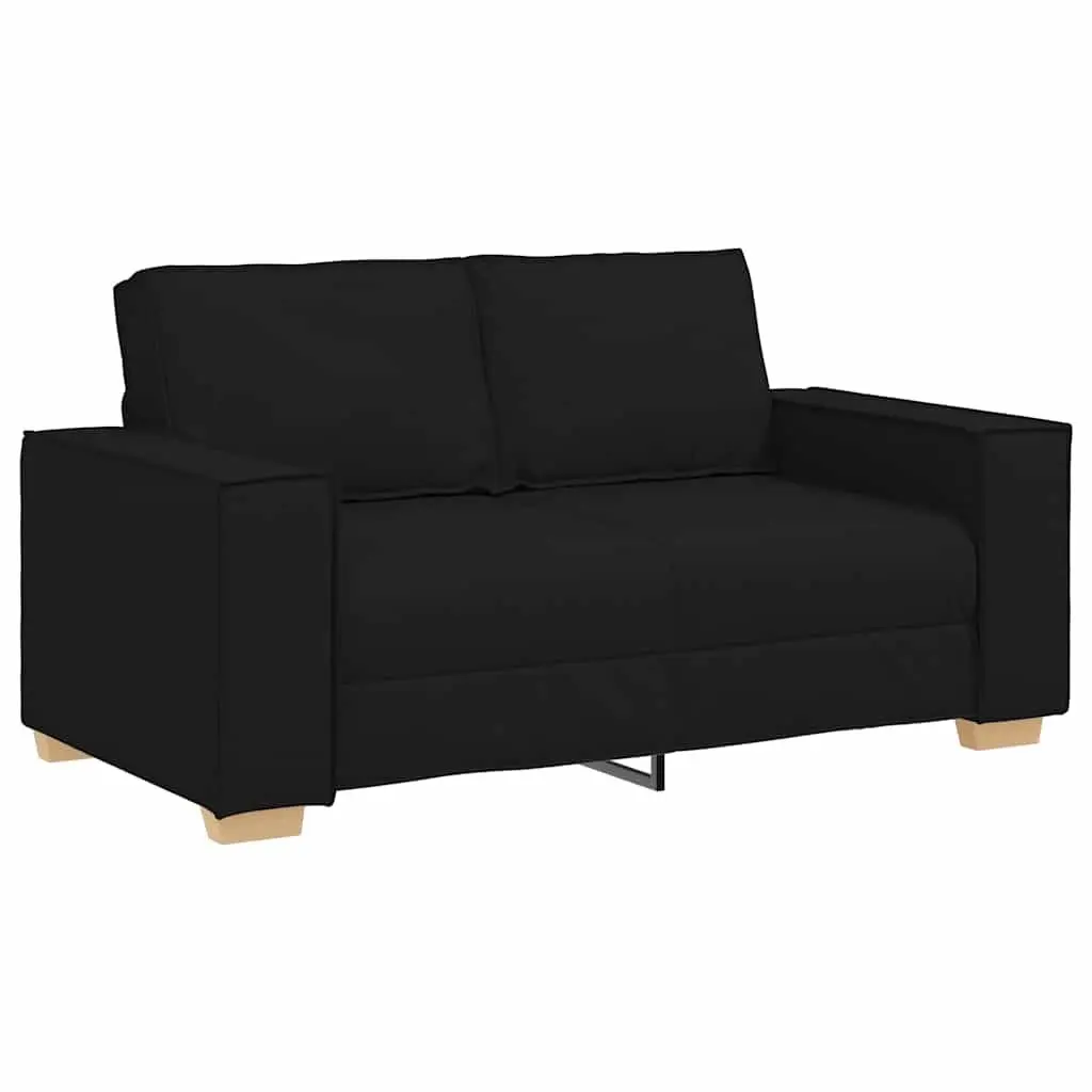 2 Piece Sofa Set Black Fabric Wooden and Metal Living Room Lounge Couch with Cushions