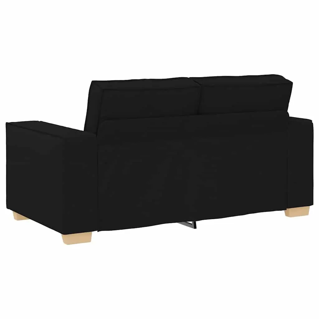 2 Piece Sofa Set Black Fabric Wooden and Metal Living Room Lounge Couch with Cushions