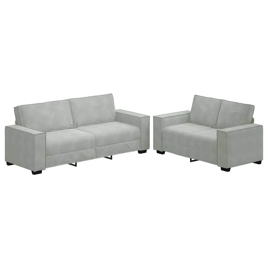 2 Piece Sofa Set Velvet Grey Lounge Suite