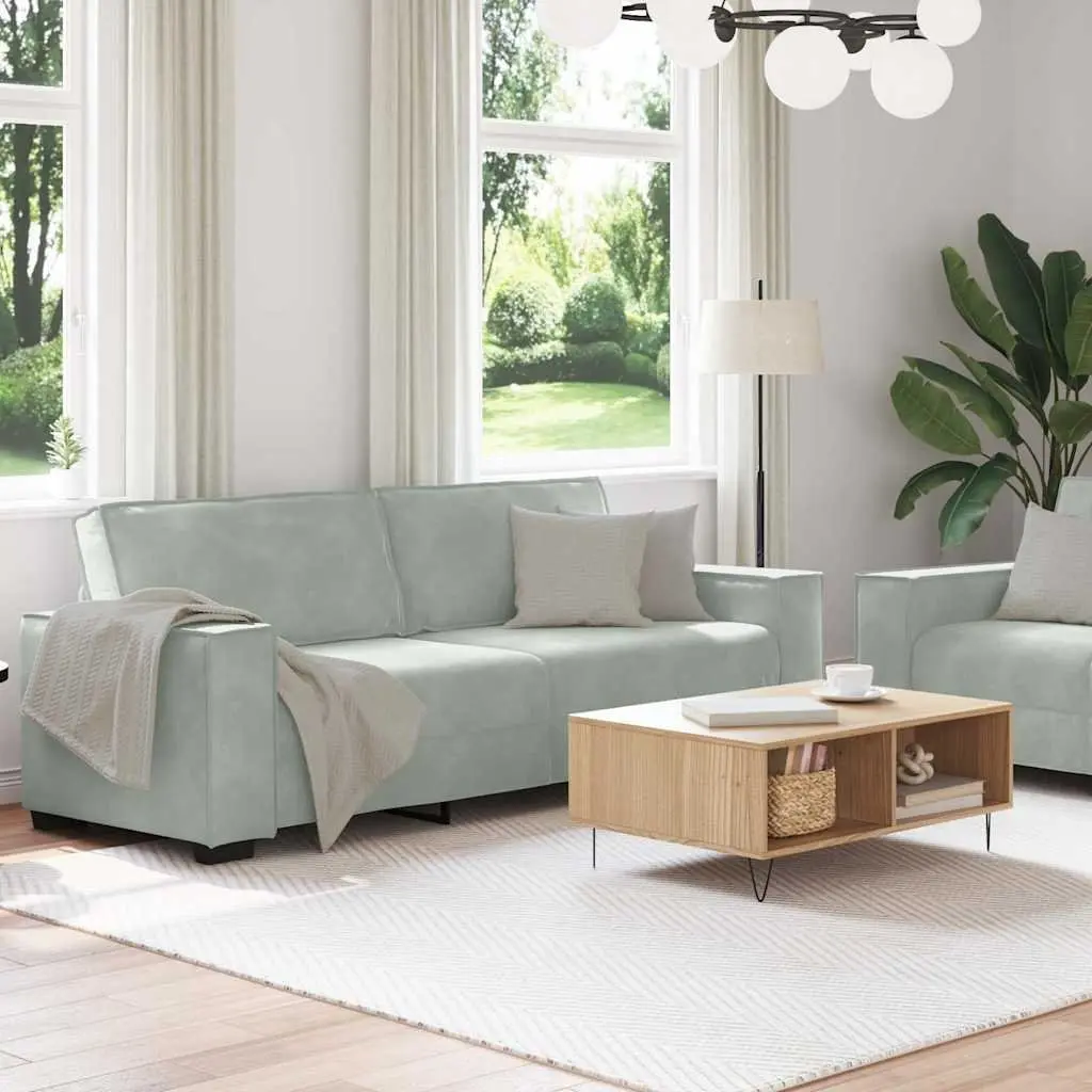 2 Piece Sofa Set Velvet Grey Lounge Suite