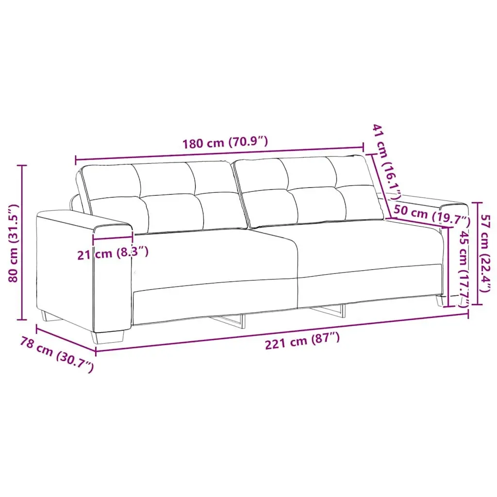 2 Piece Sofa Set Black Fabric Living Room Lounge Furniture with Cushions