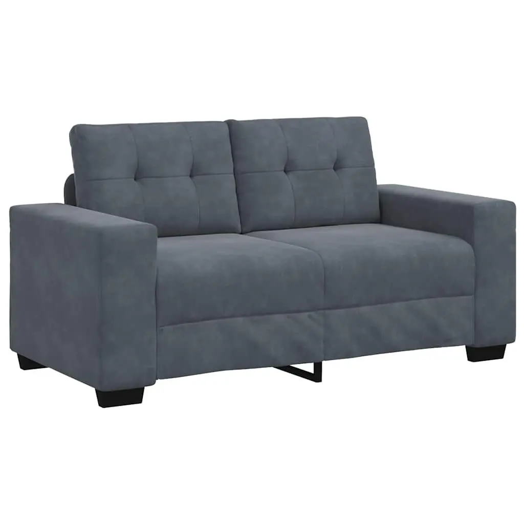 2 Piece Sofa Set Grey Velvet Lounge Furniture Living Room Armrests Cushions