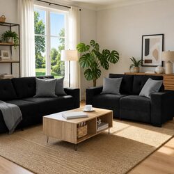 Versatile Black Velvet Sofa Set for Any Room