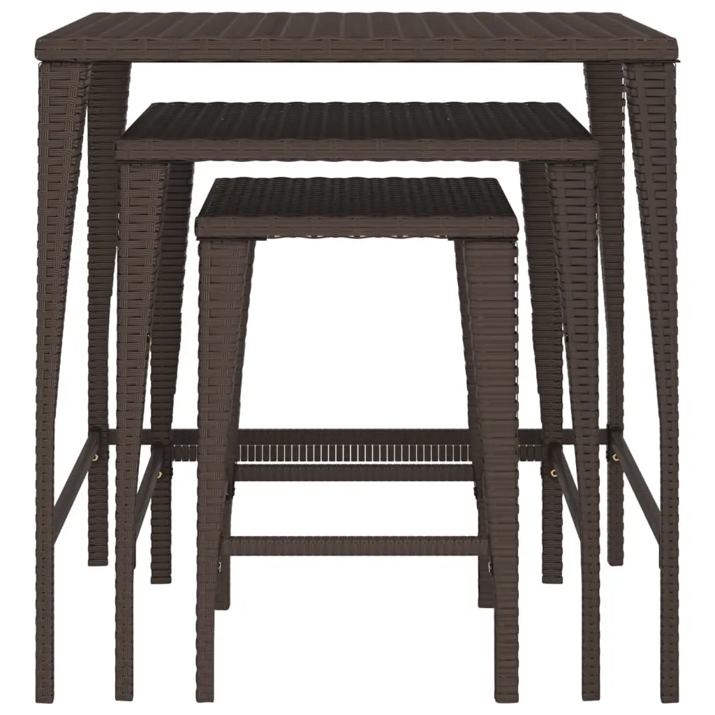 3-Piece Brown Nesting Tables for Outdoor Use