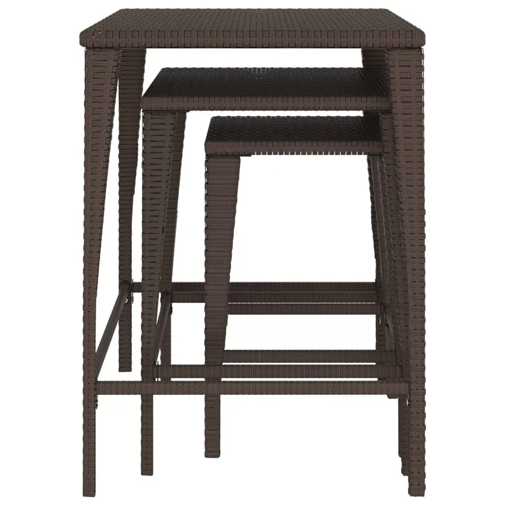 3-Piece Brown Nesting Tables for Outdoor Use