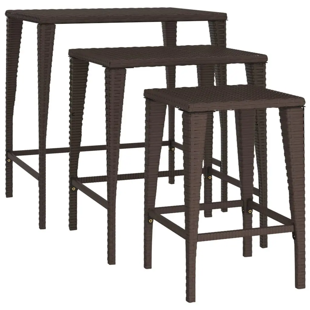 3-Piece Brown Nesting Tables for Outdoor Use