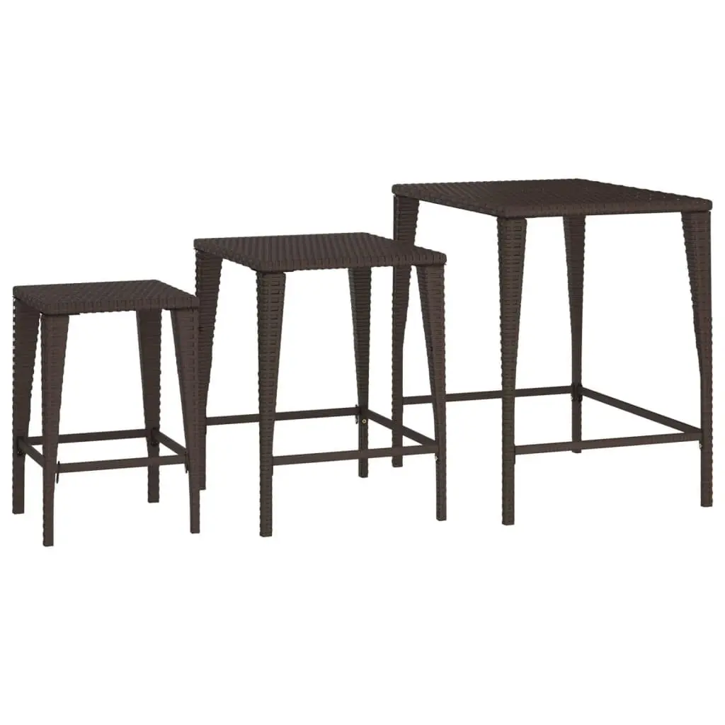 3-Piece Brown Nesting Tables for Outdoor Use