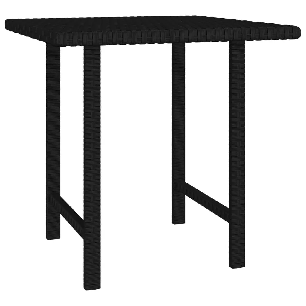 Outdoor Side Tables Set 3 pcs Powder-coated Steel PE Rattan Weather Resistant Black