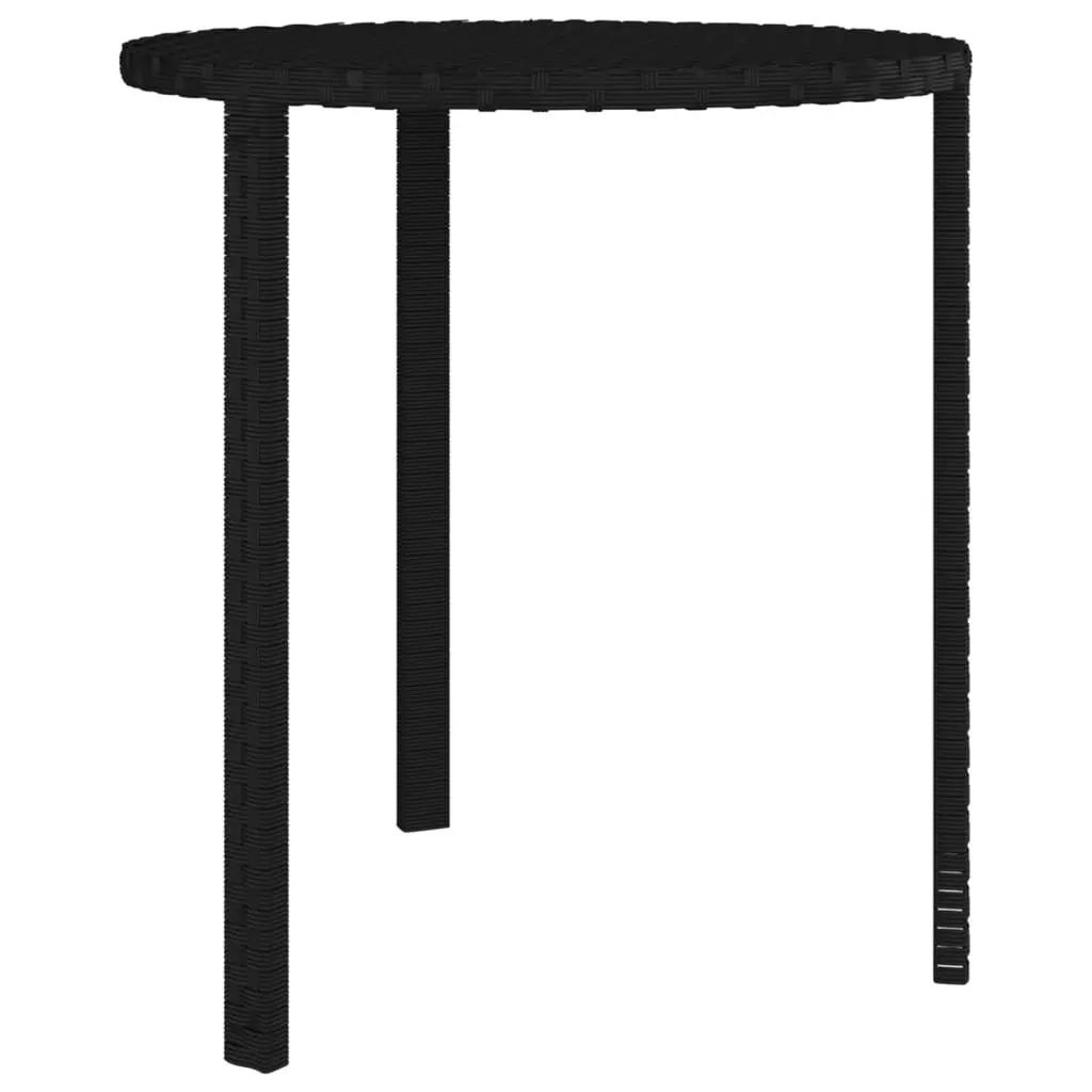 Outdoor Side Tables Set 3 pcs Powder-coated Steel PE Rattan Weather Resistant Black