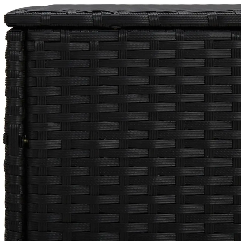 Outdoor Side Tables Set 3 pcs Powder-coated Steel PE Rattan Weather Resistant Black